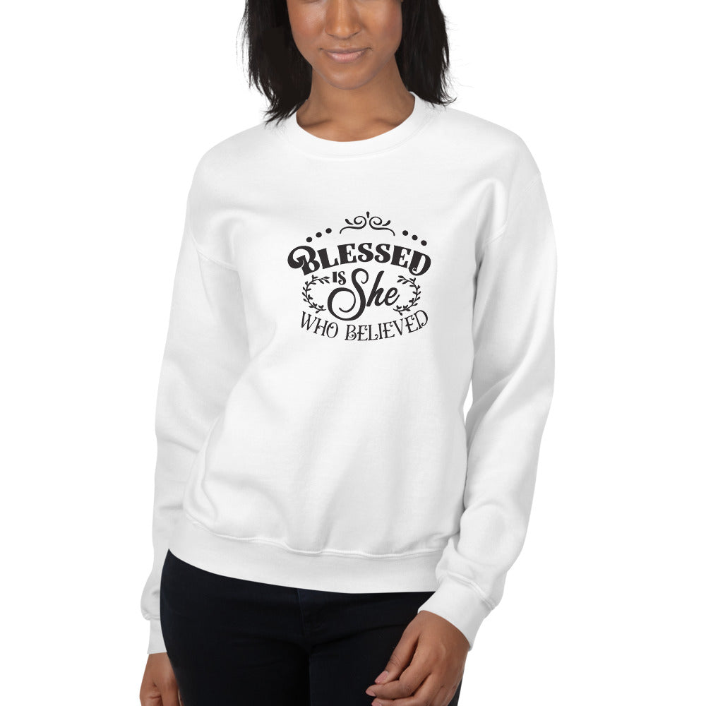 Blessed Is She Who Believed Crew Neck