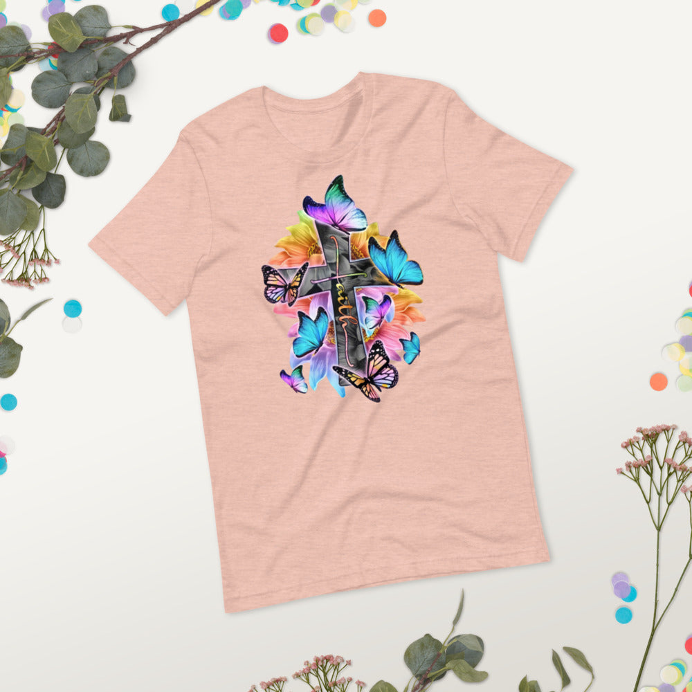 butterfly-faith-Christian-t-shirt-prism-peach