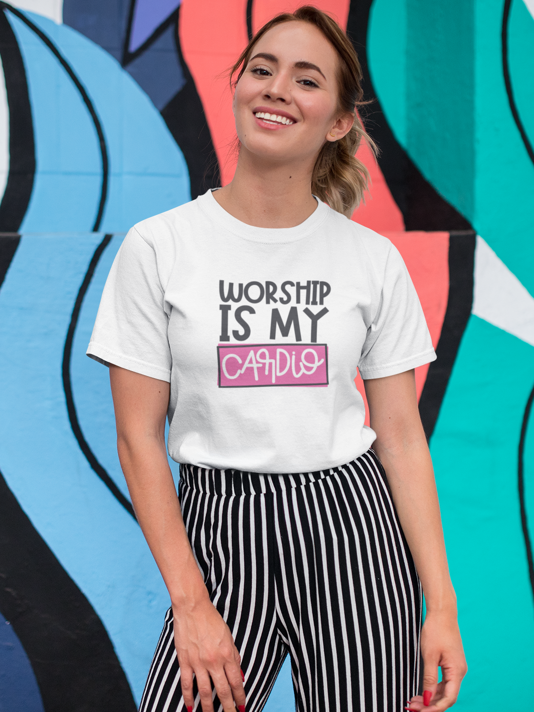 worship is my cardio Christian tee