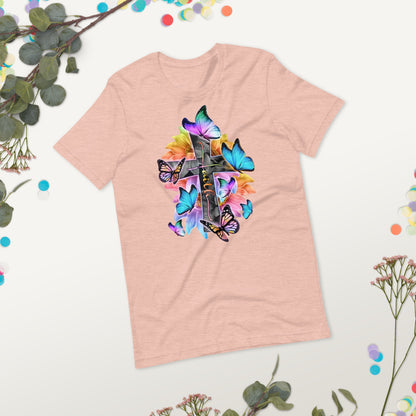 butterfly-faith-Christian-t-shirt-prism-peach